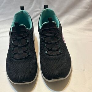 Skechers Women's Black and Teal Sneakers